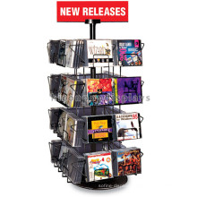 Supermarket Counter Top 4-Tier Metal Display Shelf, 32 Wire Pockets Audio Shop Cd Display Shelf